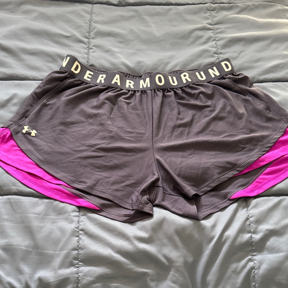 Under Armour Women's Gray and Pink Athletic Shorts